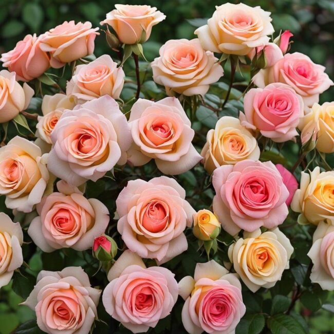 Róże w otoczeniu harmonijnych roślin