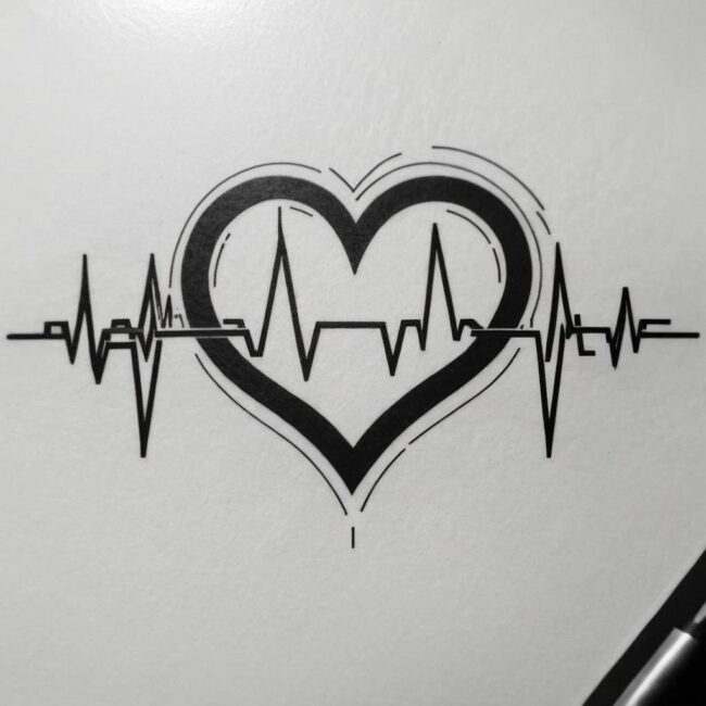 Tatuowanie serca z bijącym rytmem